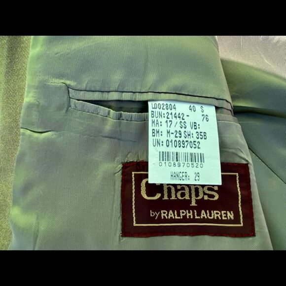 CHAPS RALPH LAUREN BROWN TAN KHAKI 3 BUTTON BLAZER JACKET MENS SIZE 40S. - Picture 5 of 7